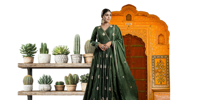 ✨ Elegant Festive Wear Lime Green Sequin Anarkali