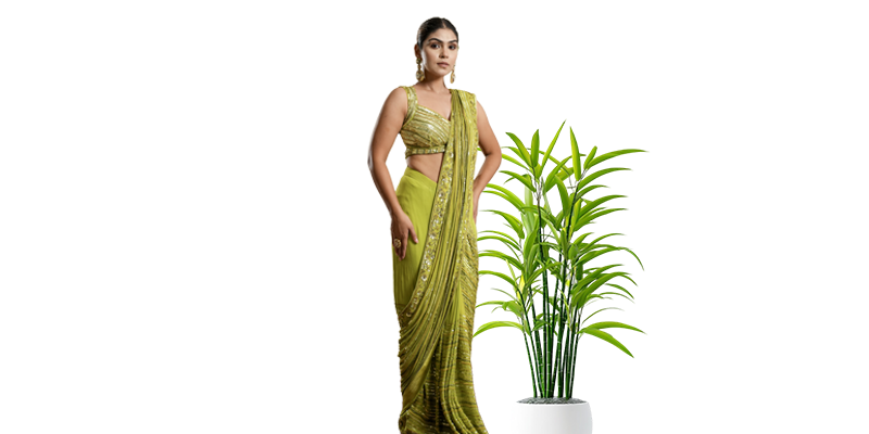 🌟 Luxe Designer Sarees 🌟  Olive Green Sequin Saree