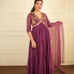 Majestic Plum Anarkali Set